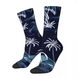 Men's Socks Funny Crazy Sock For Men Aloha Monotone Blue Seamless Vintage Tropics Pattern Quality Printed Crew Gift