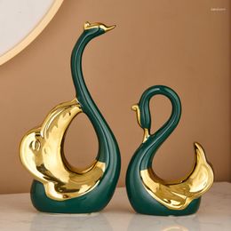 Vases Light Luxury High-end Ceramic Swan Decoration TV Cabinet House Housewarming Gift