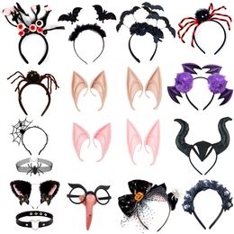 Hair Accessories Adult Kids Angel Elven Elf Ears Spider Bat Hairband Party Hair Accessories Halloween Headband For Women Girls Cosplay Supply 230821