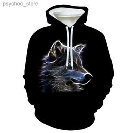 Men's Hoodies Sweatshirts Simple men's 3D wolf graphic hoodie black clothing women's spring/summer breathable oversized top sports hoodie zipper jacket Q230822