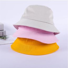 2020 black white solid Bucket Hat Unisex Bob Caps Hip Hop Gorros Men women Summer Panama Cap Beach Sun Fishing boonie Hat193U