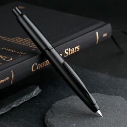 Fountain Pens Smoothly Brand MAJOHN A1 Retro Matte Black Retractable Fountain Pen 0.4mm Fine Nib Press Ink Pens for Writing Stationery 230821