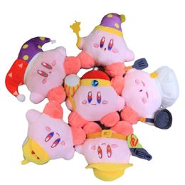 Plush Keychains Wholesale 24pcs/lot 12cm Cute Star Kirby Plush Toy Stuffed Small Pendants Keychain Gifts for Children 230821