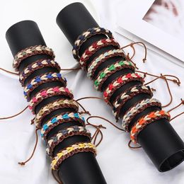 Charm Bracelets Handmade Braided Coloured Thread Rope Bracelet Women Men Adjustable String Leather For Lover Homme Jewely Gifts
