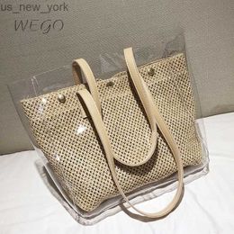 Totes Transparent Tote Woven Jelly Women's Bag Popular Fashion Large Capacity Luxury Handbags Women Designer PVC Bags HKD230822