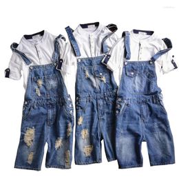 Men's Jeans Denim Overalls Shorts Pants Fashion Ripped Bib Jean Short Man Slim Fit Jumpsuit Size S-5XL