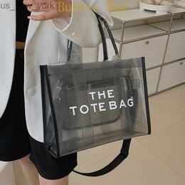 Totes Women's Transparent 2023 New PVC Jelly Bag Tote Bag Large Capacity Holding Bag Handheld Oblique Cross Beach Bag HKD230822