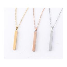 Pendant Necklaces Stainless Steel Bar Necklace Rose Gold Sier Solid Blank Charm For Buyer Own Engraving Jewellery Lgetv Drop Delivery P Othmk