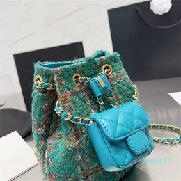 Classic Designer Backpack Tweed Metal Chain Bag Fashionable Women's Diamond Lattice Shoulders Bag Trend Twin Bags