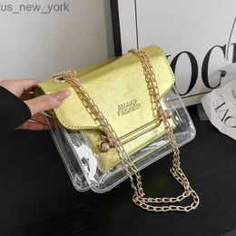 Totes 10 Colors Jelly Handbag For Women Summer Waterproof Transparent Shoulder Bag Trend Ladies Leather + PVC Crossbody Composite Bag HKD230822