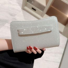 Evening Bags Luxury Shining Drill Ladies Clutch Gold Silver Colour Handbag Chain Shoulder For Women Wedding Party Bag Purse Femme