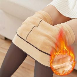 Fake Translucent Tights Women's Fleece Tights Thick Warm Winter Tights Thermo Pantyhose Thermal Stockings Insulated Leggings 234Y