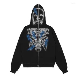 Men's Hoodies 2023 Women's Men Oversized Sweatshirts Casual Skull Print Long Sleeve Zipper Sweatshirt Coat Y2k Jacket Harajuku Hoodie