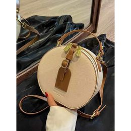 Evening Bags Trendy Portable Handbag Circular Bag Contrast Soft Designer Crossbody Simple Casual Versatile Commute Satchel 230821