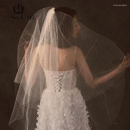 Bridal Veils High Quality Retro 2 Layer Big Mesh Veil Bride Velo De Novia Wedding Accessorie Ivory Two-layer