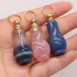 Pendant Necklaces 1pcs Natural Blue Aventurine Rose Quartzs Healing Stone Necklace Reiki Essential Oil Diffuser Bottle Size 18x40mm