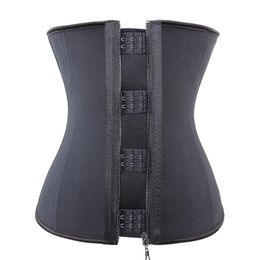 Latex Waist Trainer Body Shaper Women Corsets with Zipper Cincher Corset Top Slimming Belt Black Plus Size 9078242u