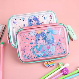 Learning Toys Pencil Cases Pen Box Bag Kawaii Quicksand Case Cute PencilCase Piornik Estojo Material Trousse Scolaire