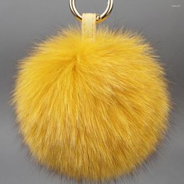 Keychains Large Soft Real Fur Ball Luxury Y2k Accessories For Key Fobs Strap Ring Women Men Bags Car Keys Decoration Gift