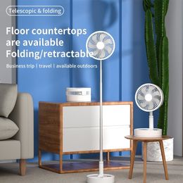 Other Home Garden 7200mah Portable Fan Rechargeable Mini Folding Telescopic Floor Low Noise Summer Fan Cooling For Household Bedroom 230821