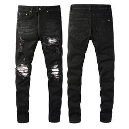 Mens Jeans Designer Skinny Distress Ripped Destroyed Stretch Biker Denim white Black Blue Slim Fit Hip Hop Pants For Men size 28-4320c