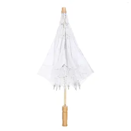 Umbrellas Embroidered Umbrella Decorate Pography Prop Handmade Wooden Lace Parasol Miss