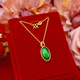 Pendant Necklaces Women Necklace Fashion Emerald Stone Genuine 18K Gold Plated Clavicle Chain Agate Gemstone Choker Jewellery Birthday Gifts