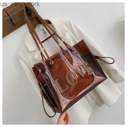 Totes Summer Transparent Jelly Bag Female Large Capacity Single Shoulder Commuter Tote Bag HKD230822