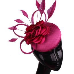 Wide Brim Hats Bucket Women Vintage Fascinator Wedding Hat Elegant Ladies Church Race Hair Accessories Bride Party Tea Chapeau Cap 230822