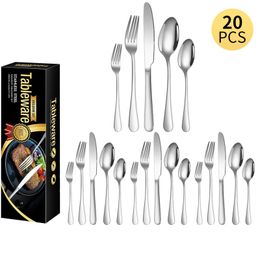 20PCS Cutlery Set Dinner ware stainless steel tableware knives forks spoons tool