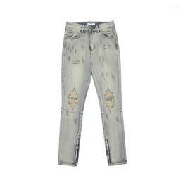 Men's Jeans Frayed Hole Street Wind Hip-Hop Retro Washed Woman's Denims Pant Fashion Casual American Style Quality Trousers