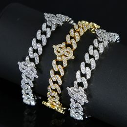 Charm Bracelets Iced Out Bling Women Girl Jewellery Micro Pave CZ 8mm Cuban Link Chain Dollar Symbol Ice Bracelet 230821