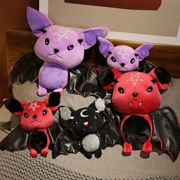 Plush Dolls Dark Series Bat Toy Pentacle Moon Doll Stuffed Gothic Rock Style Halloween Birthday Gift Kids Home Decor 230821