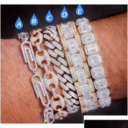 Chain Paper Clip Coffee Bean Lock Clasp Link 7-8 Inch Bracelet Iced Out Zircon Bling Hip Hop Men Jewellery Gift Beaded Charms Bracelet Oteqw