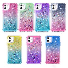 Glitter Liquid Quicksand Phone Case For iPhone 14 12 13 11 Pro Max XR XS Max X 12 7 8 Plus Gradient Shockproof PC&TPU Back Cover