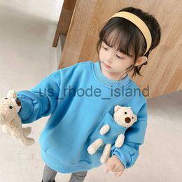 Hoodies Sweatshirts Boutique New Spring Girl Sweater Korean Version Thick Girls Kid Plus Velvet Top Cartoon Cute 2-6 Years old Children Clothes x0822