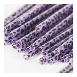 Drinking Straws Pp Leopard Printed Plastic Sts Reusable And Customizable Wholesale Drop Delivery Home Garden Kitchen Dining Bar Barwa Dh4Hm