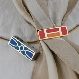 Pins Brooches silk version of the enamel Colour rectangular scarf buckle high-end classic simple version scarf Jewellery Accessories 230821