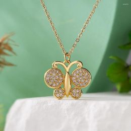 Pendant Necklaces Mafisar 2023 Fashion Lovely Cute Butterfly Gold Color Stainless Steel Chain Necklace For Women CZ Jewelry Gift