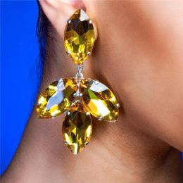 Dangle Earrings 2023 Trend Shiny Big Rhinestone Drop Shape Pendant Earring Women's Stud Wedding Party Fashion Jewellery Accessories