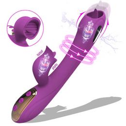 Massager Electric Shock Licking Dildo Vibrators Clitoral g Spot Tongue Stimulator Sucking Vaginal Masturbator Female for Women