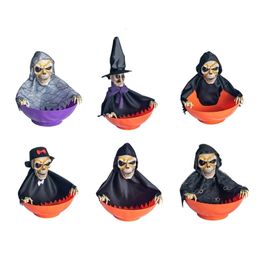 Other Event Party Supplies Animated Halloween Candy Bowl Holder with Moving Skeleton and Red Eyes Dropship 230821