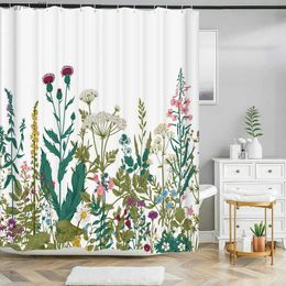 Shower Curtains Flower Bathroom curtain plant floral printed shower curtain waterproof fabric bath curtain for bathroom home decor R230822