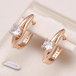 Dangle Earrings Kinel Classic Drop 585 Rose Gold Colour White Natural Zircon Simple Korean For Women Daily Fine Jewellery