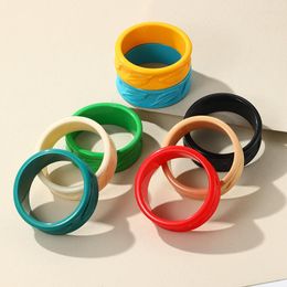 Bangle 2023 Fashion Colorful Resin Bracelet For Women Large Wide Charm Girl Retro Hand Party Jewelry Gift