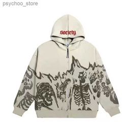 Men's Hoodies Sweatshirts 2023 New Harajuku Men's and Women's Fashion Large Zipper 3D Skull Sweater Autumn Y2K Long Sleeve Hooded Jacket Top Q230822