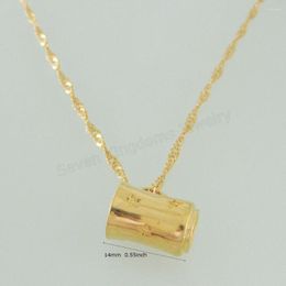 Pendant Necklaces FoRomance YELLOW GOLD PLATED 18" WATER WAVE NECKLACE & STAR AND MOON CARVED CUP SHAPE