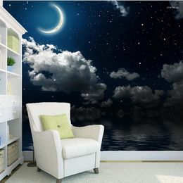 Wallpapers Custom Natural Landscape Wallpaper Moon Star Nebula For Living Room Bedroom Ceiling Wall PVC