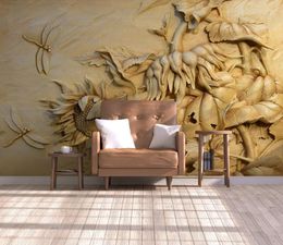 Wallpapers European Style 3D Stereoscopic Relief Po Murals Wallpaper Living Room El Luxury Background Wall Painting Decor