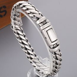 Charm Bracelets Retro Matter Stainless Steel Braided Chain Man Bracelet for Men 12MM Width Brushed Metal Mens On Hand Jewellery Gifts 230821